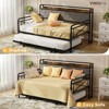 Karl Home Twin Size Metal Daybed Frame with Pop-up Trundle Bed and Charging Station with Upholstered Storage Headboard and LED Lights - 3 of 4