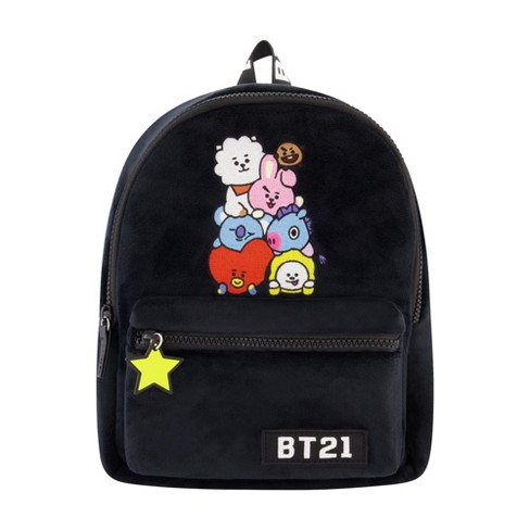 Line Friends Bt21 Plush Backpack - Plush Mini Backpack - Tata, Van, Chimmy,  Cooky, Shooky And Rj (black) : Target