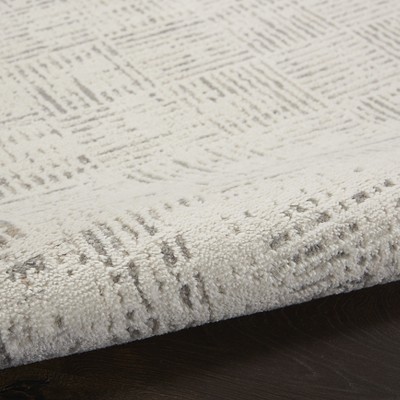 Ivory Grey Rectangular Synthetic Area Rug 5' x 7'