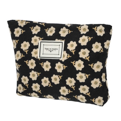 Unique Bargains Cotton Large Travel Aesthetic Cute Floral Pattern Makeup Bag  Beige 1 Pc : Target