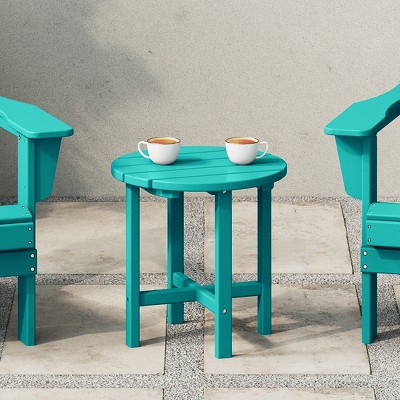 Turquoise Round HDPE Plastic Outdoor Side Table