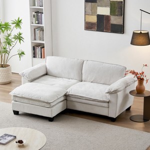 KWPZQEB Sectional Sofa, Modern Chenille Couch Sofa w/ Double-Layer Seat Cushion&Armrest, 2/3/4-Seater Sofa w/ Deep Seat for Living Room - 1 of 4