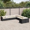 vidaXL Patio Sofa Set Set of 10 Black, Cushions - Cream White - 2 of 4