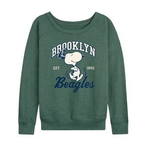 Women's - Peanuts - Brooklyn Beagles Lightweight French Terry Wide Neck Long Sleeve Shirt - 1 of 4