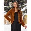 INSPIRE CHIC Women's Cropped Lapel Long Sleeve Fluffy Faux Fur Jackets - 2 of 4