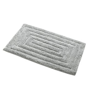 Knightsbridge Stylish And Comfortable All Season Traditional Racetrack Design Cotton Bath Rug, Silver - 1 of 4