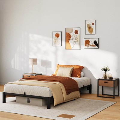 Bed Frame, 8" High Platform Bed Frame, Heavy Duty Steel Slat Support King Size with Storage Space, Support Up to 800 LBS