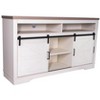 ORRD 33" Tall Farmhouse TV Stand for 65+ Inch TV, Rustic Entertainment Center with Sliding Barn Doors & Storage, Antique White - 2 of 4