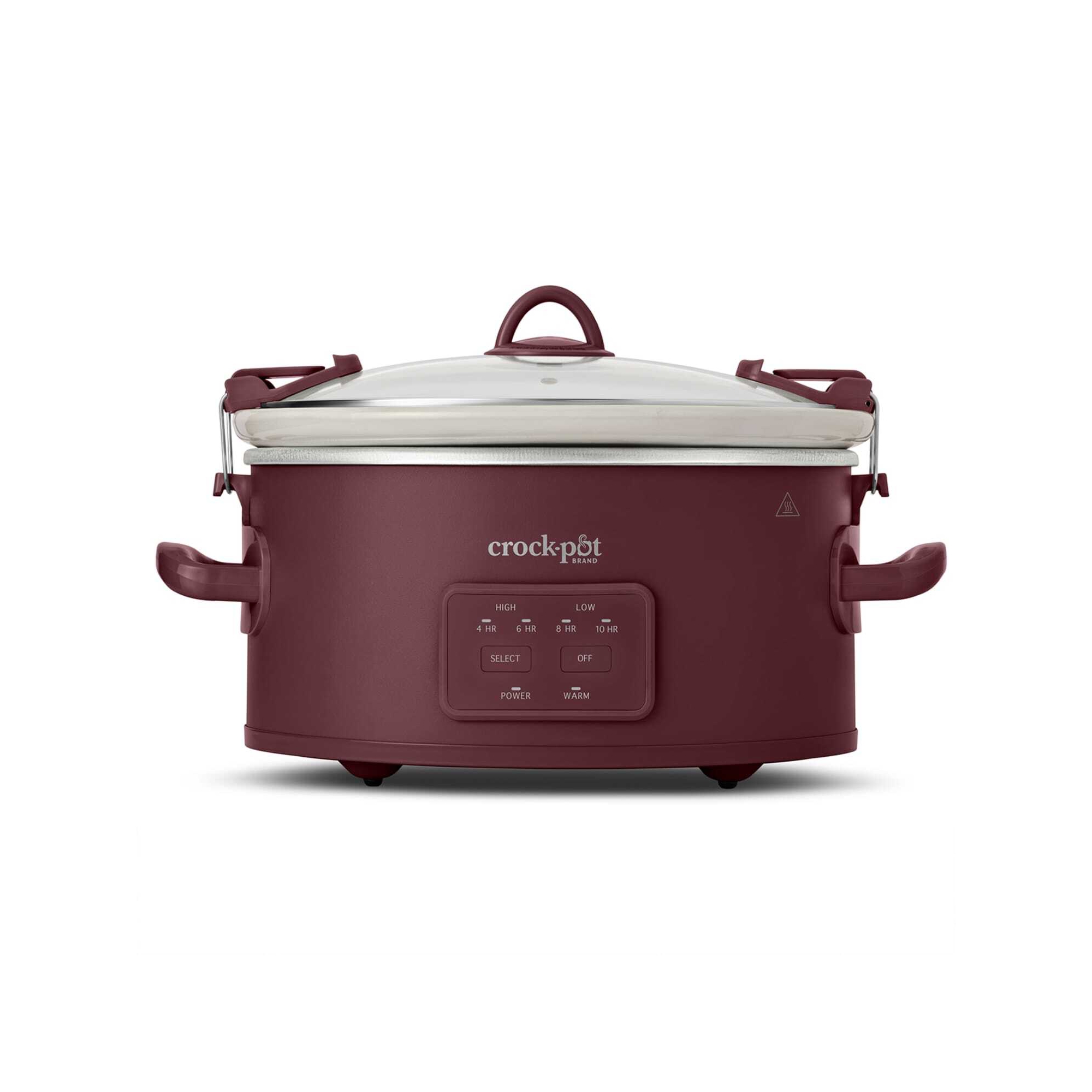 Crock-Pot 6qt Cook & Carry Programmable Slow Cooker Ceramic Lambrusco Red: 3 Settings, Dishwasher-Safe Parts, 210W