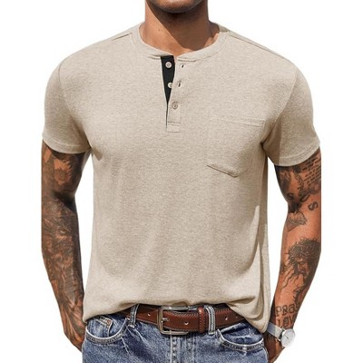 Forge Men's Big & Tall Henley T-Shirt – Short Sleeve, 100% Cotton, Grandad Collar, Sizes 2XL To 8XL