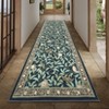2'x6' Washable Botanical Farmhouse Kitchen Hallway Runner Rug, Soft Ultra Thin Floor Carpet for Nursery Dining Room Office, Blue - 4 of 4
