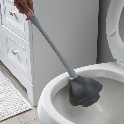 Gray 2-in-1 Toilet Plunger and Brush Set with Caddy