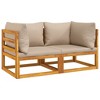 VidaXL Sectional Corner Sofas 2 pcs with Taupe Cushions Solid Wood Acacia - 2 of 4