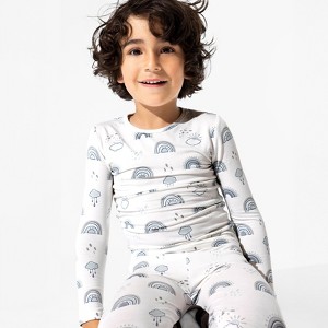 Bellabu Bear Kids Grey Rainbows Bamboo Kids Pajamas - 1 of 4