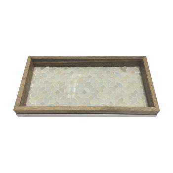 Pearl Escent Mosaic and Wood Trillium Amenity Tray - Nu Steel