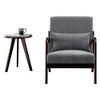 Gulches MidCentury Modern Accent Chair & Coffee Table Set, Vintage Luxury Antique Dark Gray Chair with WalnutTone Table, Rubberwood Frame - 3 of 4