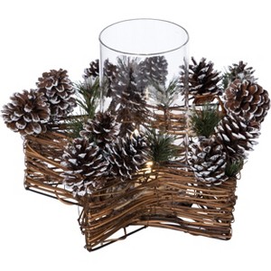 Transpac Wood 12 in. Brown Christmas Star Candle - 1 of 2