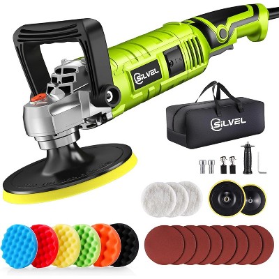 SILVEL Buffer Polisher, 1600W 7 Inch/6 Inch Polisher for Car Detailing, Wax Machine, 7 Variable Speed, with 6 Foam Pads, 3 Wool Pads, Packaging Bag