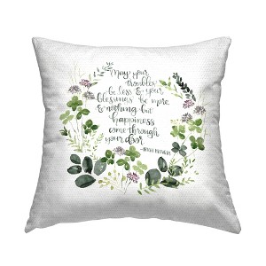 Stupell Industries Troubles Be Less Irish Proverb Green Botanical Wreath - 1 of 3