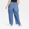 Women's High-Rise Denim Cargo Pants - Ava & Viv™ Medium Wash - 2 of 3