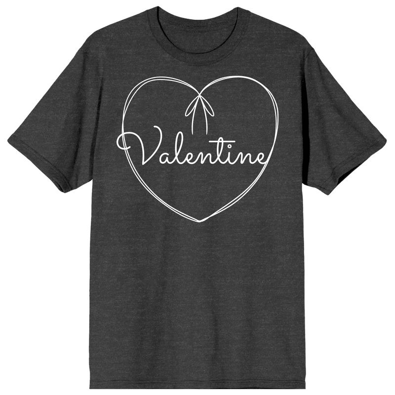 Valentine's Day String Heart Crew Neck Short Sleeve Charcoal Heather Women's T-shirt, 1 of 4