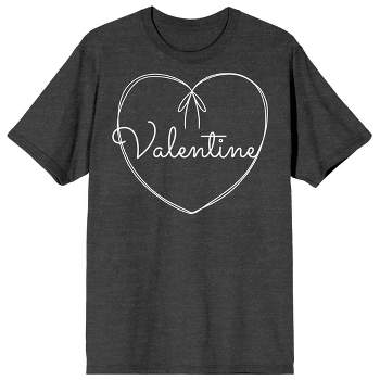 Valentine's Day String Heart Crew Neck Short Sleeve Charcoal Heather Women's T-shirt