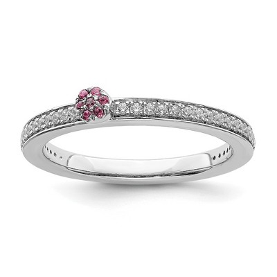 Black Bow Jewelry 14k White Gold, Pink Tourmaline & 1/8 Ctw Diamond Stackable Ring