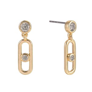 Daisy Fuentes Gold Tone Oval Drop Earrings with CZ Stones - 1 of 4
