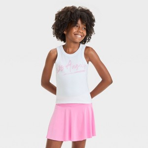 Grayson Threads Kids Big Girl Tank Top - Pink/White - 1 of 4