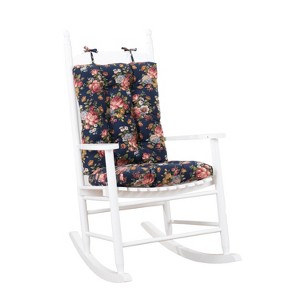 Ellis Bella Rose Stylish Medium Scale Printed Floral Pattern Ties to Secure Rocker Set 18"x24" Navy - 1 of 4