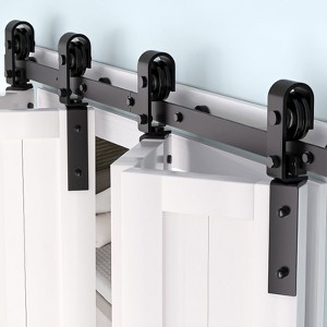 Folding Sliding Barn Door Hardware Kit for 2/4 Doors, Heavy Duty Bi Fold Barn Door Hardware Track Kit Fit Double 12" Bifold Doors, No Doors - 1 of 4