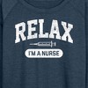 Women's - Instant Message - Relax I'm A Nurse Lightweight French Terry Wide Neck Long Sleeve Graphic Shirt - 2 of 4