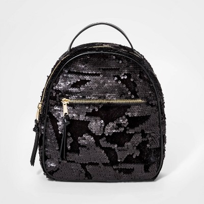 black sequin mini backpack