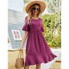Tiered Dress Women Flowy Midi Summer Casual Short Sleeve Crewneck Swing Dress with Pockets - 4 of 4
