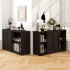 Costway Stackable Buffet Sideboard Set of 2 with Sliding Doors & Adjustable Shelf Brown/Black/Grey/Antique White - image 2 of 4