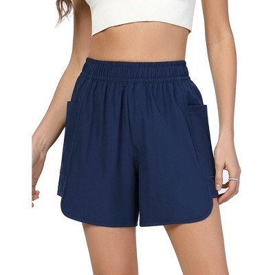 YESFASHION Women's 5" Quick Dry Swim Board Shorts with Pockets UPF 50+ Swimsuit Bottom Trunks Beach Shorts for Women with Liner