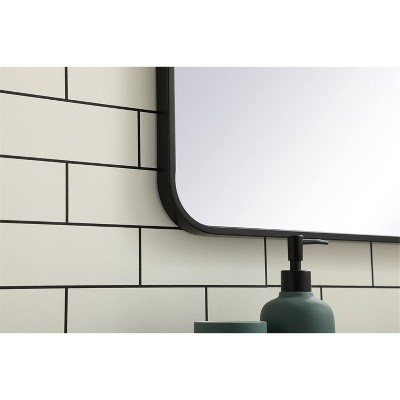 Black Metal Rectangular Mirror with Rounded Corners, 27x36 Inch