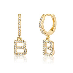 Turandoss 18K Gold Huggie Hoop Earrings for Girls Women - 1Pair Dainty Initial Cartilage Dangle Diamond Earring Hypoallergenic, Christmas Gifts - 1 of 4