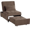 Vynxaria Modern Lift Top Storage Bench with Pull-out Bed 1pc Brown Velvet Tufted Solid Wood Furniture - 3 of 4