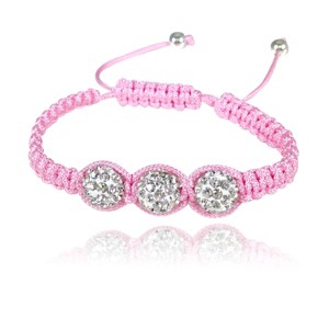 Children's Crystal Beaded Cord Bracelet, Pink - 1 of 2