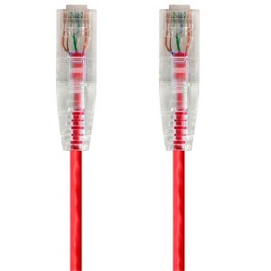 Monoprice Cat6 Ethernet Patch Cable - 7 feet - Red | Snagless RJ45 Stranded 550MHz UTP CMR Riser Rated Pure Bare Copper Wire 28AWG - SlimRun Series - 1 of 4