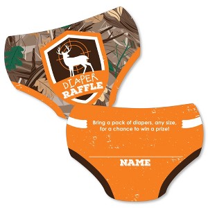 Big Dot of Happiness Gone Hunting - Diaper Shaped Raffle Ticket Inserts - Baby Shower Activities - Deer Hunting Camo Diaper Raffle Game - Set of 24 - 1 of 4