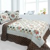 Slickblue Full/Queen Cotton 3PC Quilt Set, Vermicelli Quilted, 7 Design Options, Reversible, Includes 2 Shams - 2 of 4