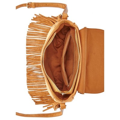 Lascana Women's Faux Suede Fringe Detail Purse - LASCANA - Cognac Solid O/S — фото 4