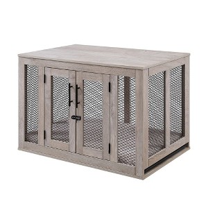unipaws Wooden Dog Crate with Cushion & Tray - 1 of 4