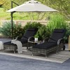 2 Reclining Chaise Lounge Chairs, Rolling Outdoor Chairs with Cushion, Pillow, Headrest, Armrests, and Wheels - 2 of 4