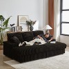 84-Inch Corduroy 3-Seater Sofa with 3 Back Pillows, 2 Toss Pillows, 2 Ottoman, 2 Storage Spaces and Cup-Holding Grooves - 4 of 4