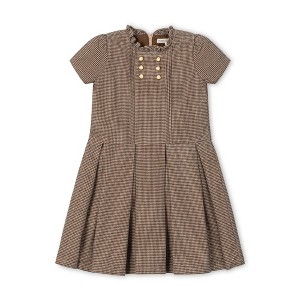 Girls' Organic Ruffle Collar Pintuck Drop Waist Dress, Kids - 1 of 3