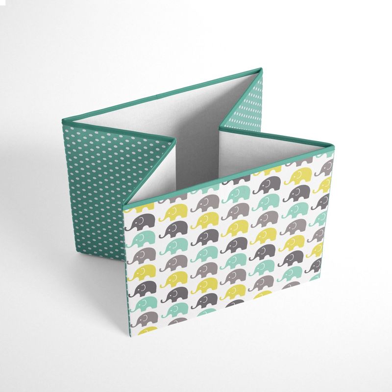Bacati - Elephants Mint/Yellow/Gray Fabric Storage Box/Tote Large, 2 of 4