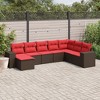 vidaXL 8 Piece Patio Sofa Set with Cushions Brown Poly Rattan - 2 of 4